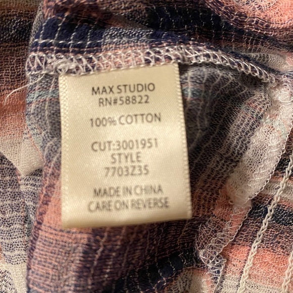 Max Studio Off the Shoulder Cottagecore Plaid Women's Top. New with tag - Picture 4 of 4